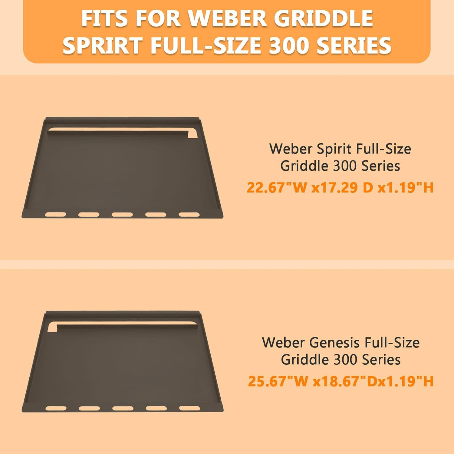 Griddle Cover Compatible with Weber Spirit 300 Series (Only Cover),Waterproof Cover for Weber Genesis 300 Series Griddle,Full-Size Storage Bag for Flat Top Griddle - (26X1.5X19In)