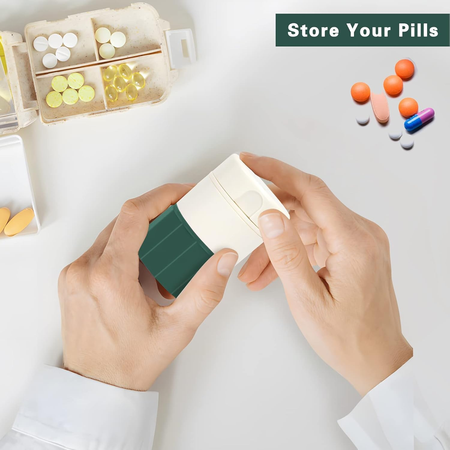 Pill Cutter,Pill Crusher Splitter Grinder,[3 in 1] Multifunction Pill Splitter for Purse Pocket to Crushes Pills, Vitamins, Tablets, Supplements-Pink 2 PCS image number 3