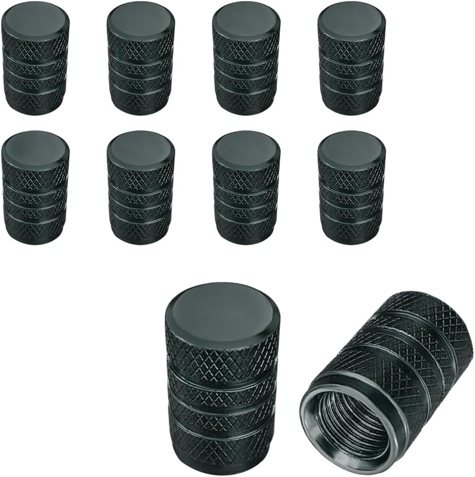 Ziciner 10 PCS Car Tire Valve Stem Caps, Aluminum Tire Air Cap Set, Dust Proof & Corrosion Resistant Stem Covers, Universal Car Accessories for SUV Bike Bicycle Truck Motorcycle (Black)