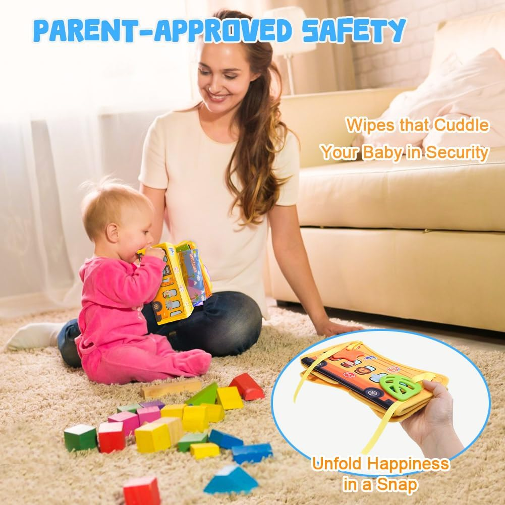 Baby Tissue Box Toy 6 Crinkle Papers 12 Silk Scarves-Montessori Toys for Babies 6 Months+-Sensory Tissue Box Toy Detachable to a Hanging Toy for Boys Girls Kids