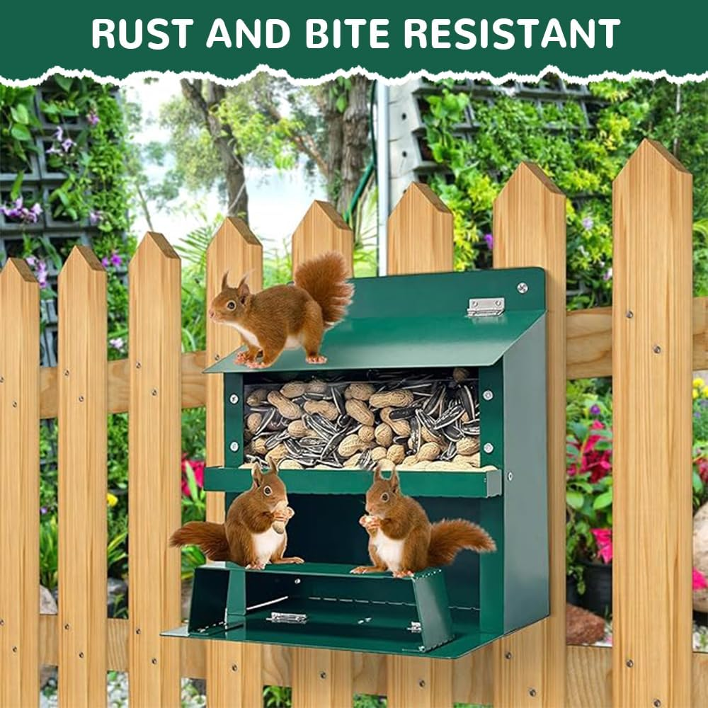 Squirrel Feeders for Outside, Features a Convenient Flip Lid, Large Transparent Bin, Funny Squirrel Houses Outdoors Picnic Table for Squirrels, Chipmunks and Other Small Wildlife image number 5