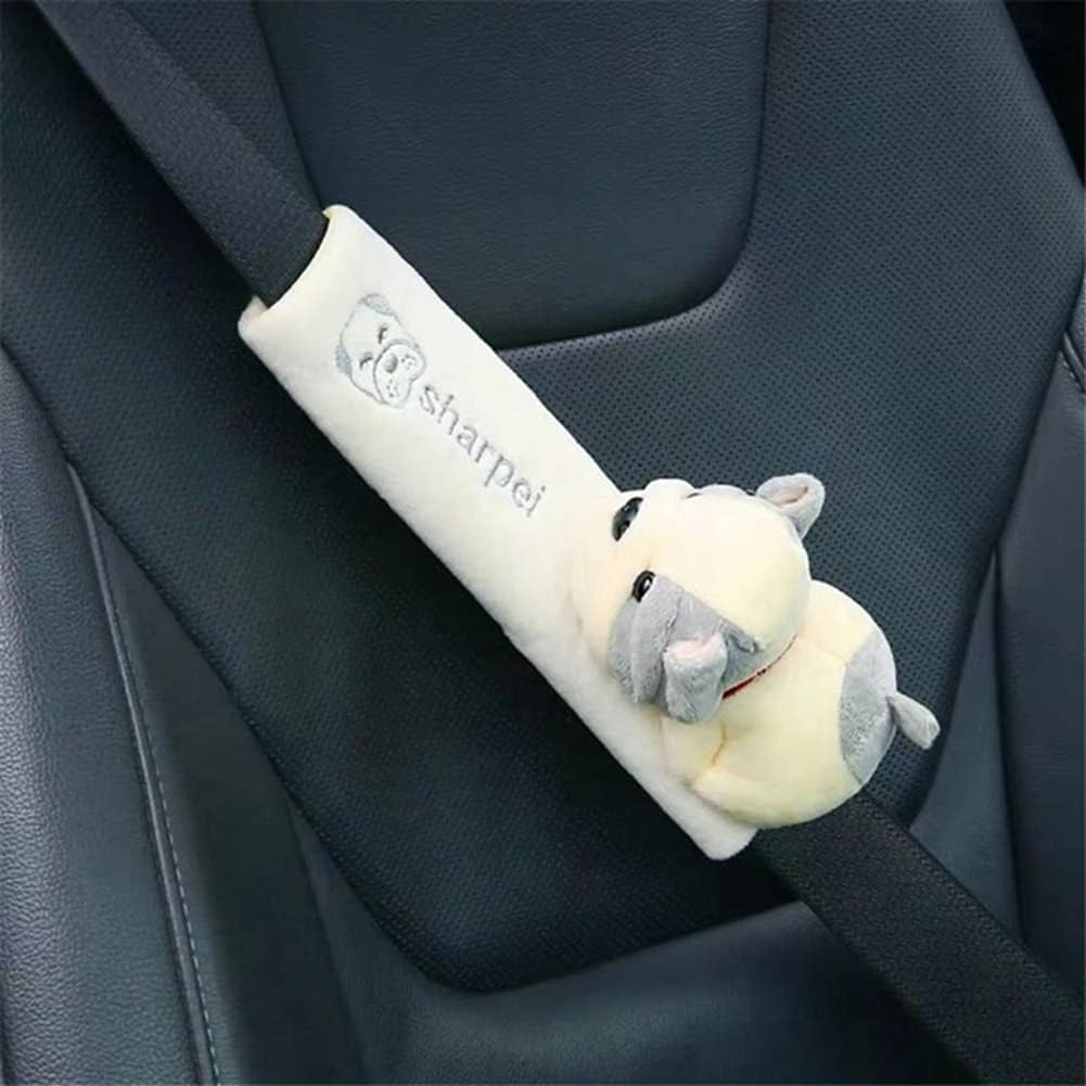 Car Seat Belt Cushion Seat Belt Strap Cover, Cute Animal Plush Shoulder Strap Pad Adjustable Super Soft Belt Protector for Adults (Grey, 22.5 * 6.5CM) image number 2