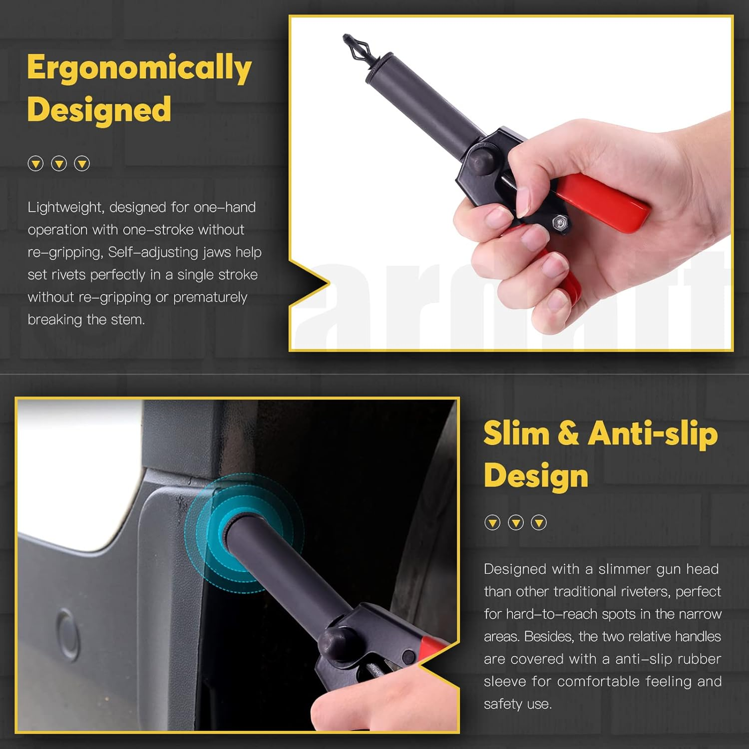 Mardatt 92 Pcs 6 Sizes Nylon Blind Rivets Assortment Set with Plastic Rivet Gun Set and Bonus Fastener Removal Tool for Automotive and More image number 5