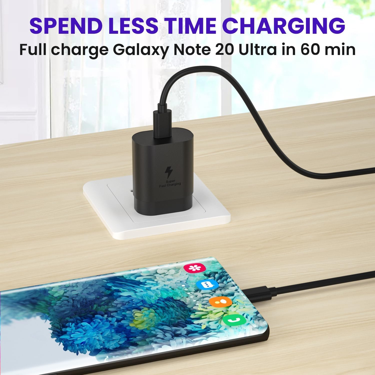 25W Super Fast Charger Compatible with Samsung,25W USB C Charger USB-C to C Cable, Wall Plug Compatible with Samsung Galaxy Ultra S24/S23/S22/S21[2-Pack] image number 2