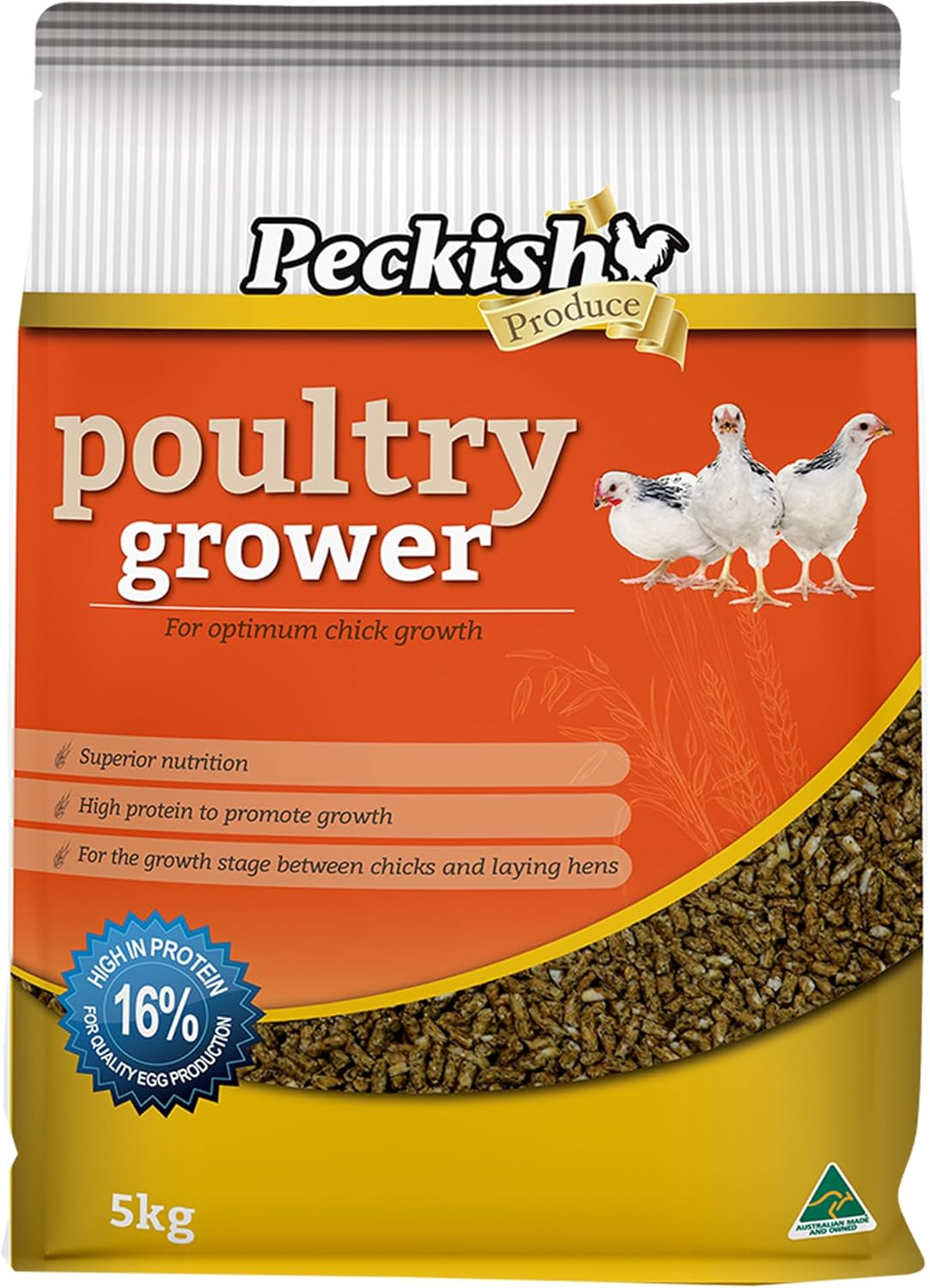 Peckish Poultry Grower 5Kg - High Protein and Energy Ration for Optimum Growth, Contains Essential Vitamins and Minerals, Ideal for Transition Stage between Chicks and Laying Hens