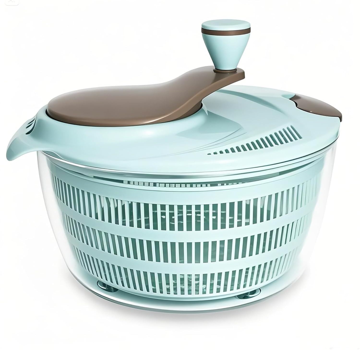 4L Salad Spinner - Non-Slip Vegetable & Fruit Washer/Dryer for Households, Easy-Clean Kitchen Gadget for Greens, Herbs & Vegetables (Blue) image number 2