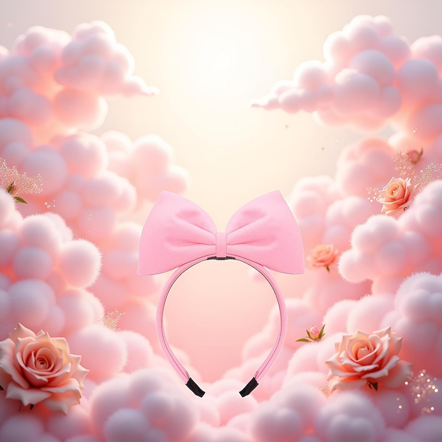 2Pcs Sweet Pink Halloween Bow Headband Bowknot Hair Hoops Bands Headpiece Hairband for Women and Grils,Women Christmas Birthday Party Decorations Accessories Easy to Wear,Headbands Hair Accessories image number 4