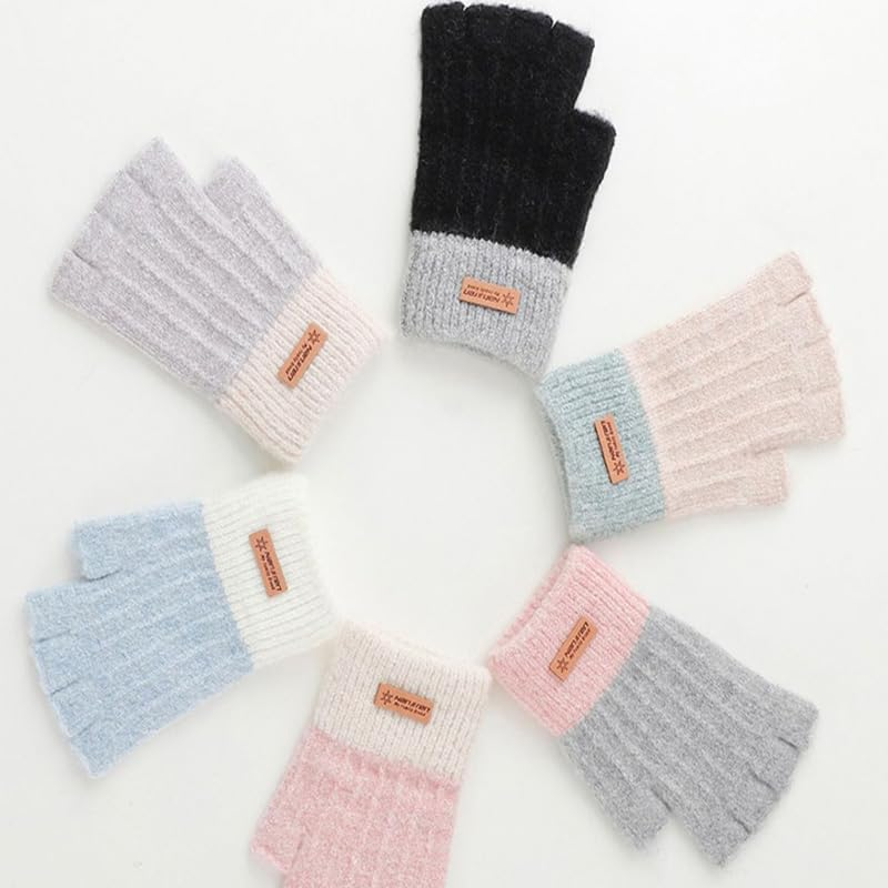 Winter Fingerless Gloves Women Men Warm Knit with Thermal Fleece Lined Ladies Cold Weather Touchscreen
