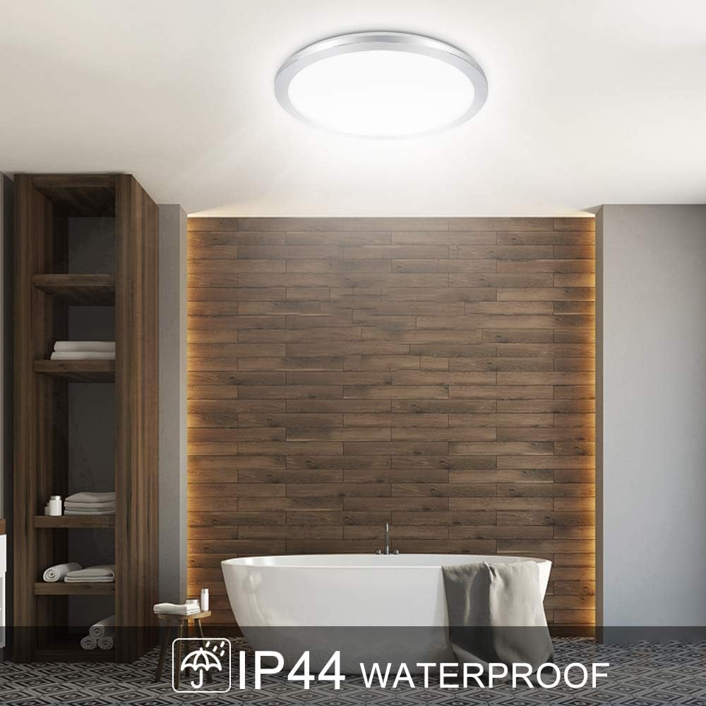 PADMA LED Ceiling Light, Chrome, Modern, 18W, 1440LM, IP44 Waterproof, Suitable for Bedroom, Hallway, Kitchen, Living Room
