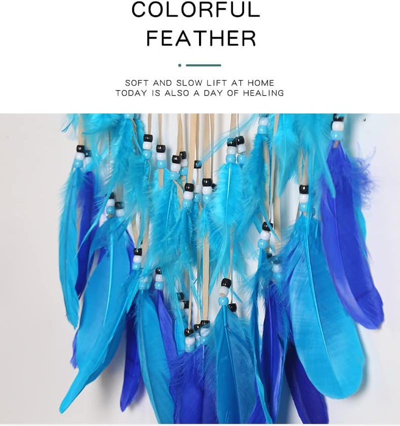 Zingtsing Handcraft Dream Catcher with Wooden Beads, Large Evil Eye Dream Catcher, Handmade Colorful Feather Dreamcatcher for Wall Decor (Black) image number 5