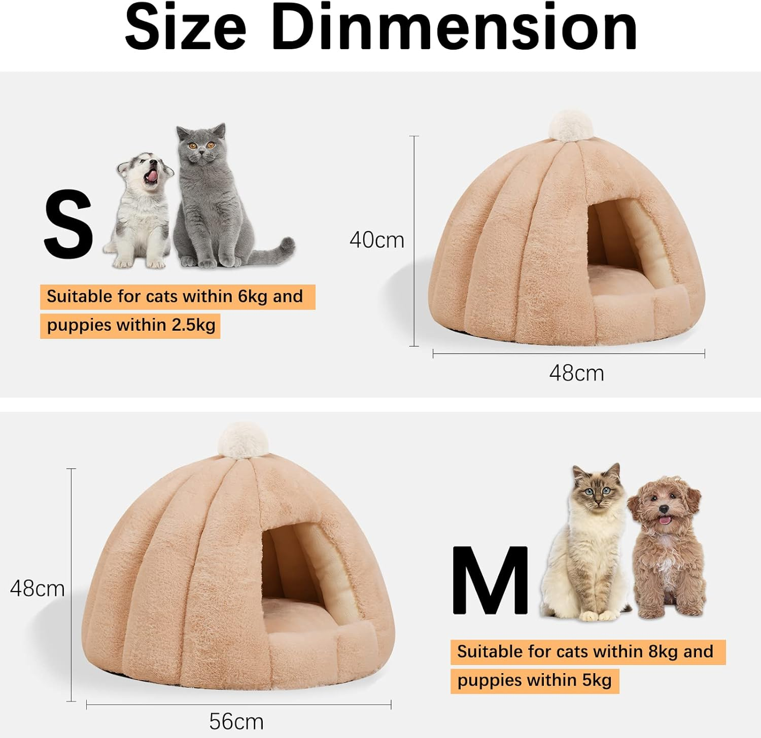 Galat&eacute;e Cat Cave Bed, Washable Cat Cushion Bed with Non-Slip Base, Pet Bed with Removable Washable Inner Cushion, Soft and Cosy Plush Cat Igloo (M, Blue) image number 4
