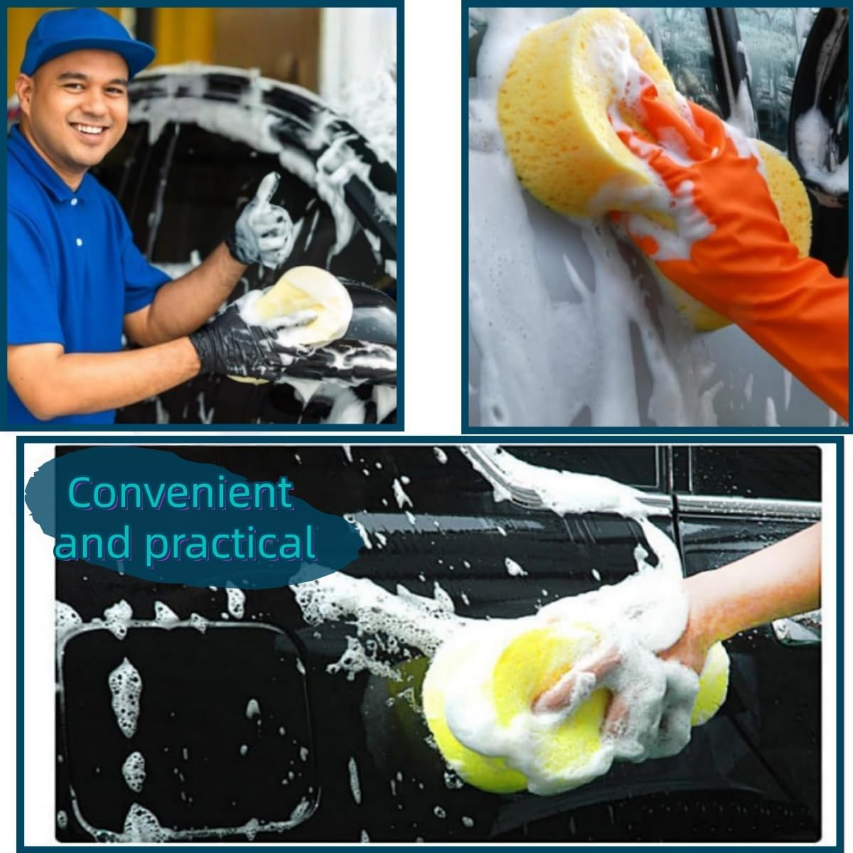 4 Packs of Car Wash Sponges, Large Soft Super Absorbent Scratch-Free Multi-Purpose Cleaning Tiles, Bicycles, Kitchen, Bathroom, Household Sponges (Random Color)