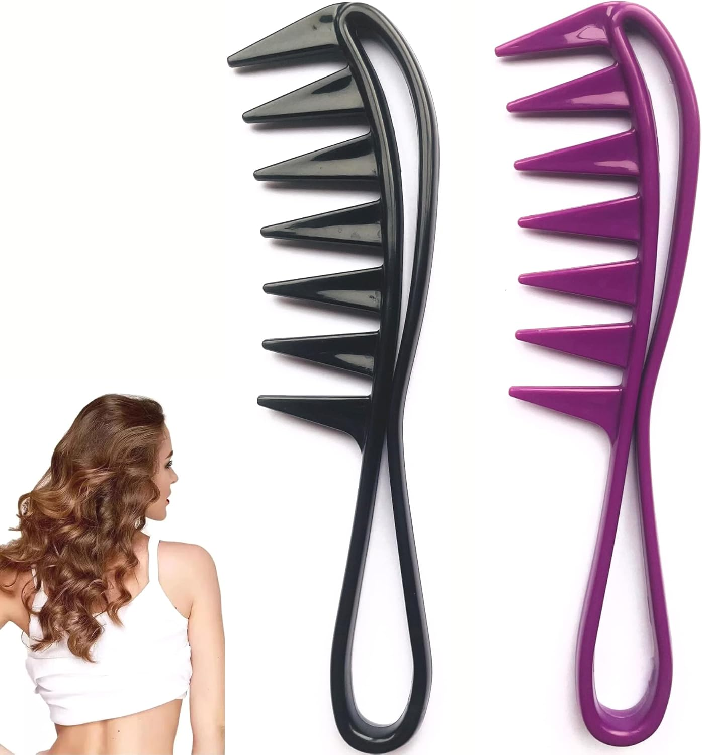 Wide Tooth Hair Comb for Detangling Curly, Smooth, Curly, Afro, Beard Antistatic, Heat Resistant Professional Hairstyling, Brush for Men, Women or Children (Pink)