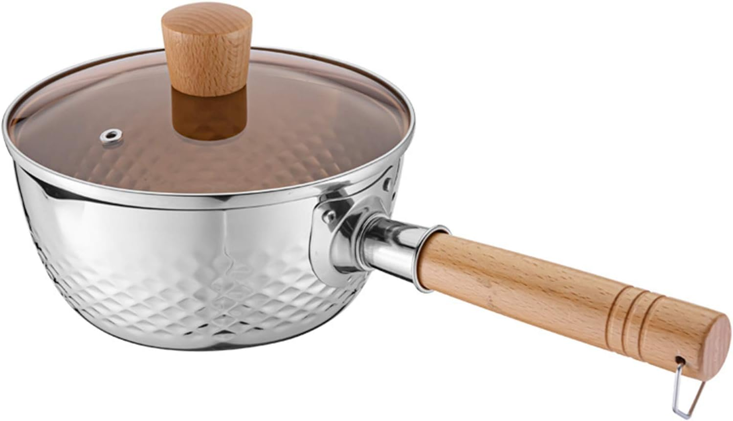 Stainless Steel Saucepan Milk Sauce Pan with Glass Lid and Oil Drip Rack，Deep Type Yukihira Saucepan，1.7 Quart (18Cm / 7Inch / 1.7 Quart) image number 6