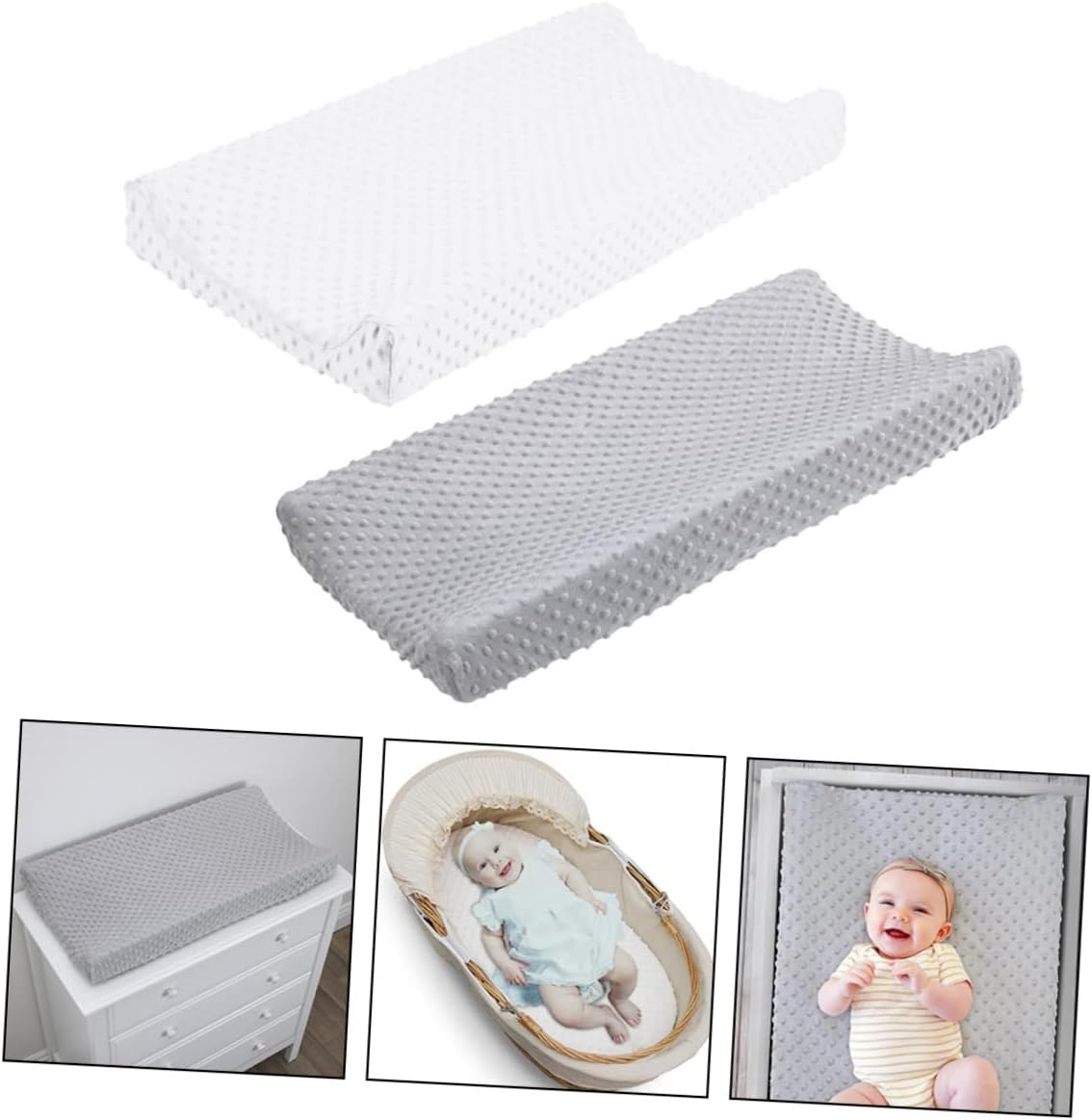 Baby Changing Pad Covers 2Pcs Set Polyester Diaper Changing Table Pad Covers Removable Fabric Soft Breathable for Infant Toddler Boys Girls image number 1