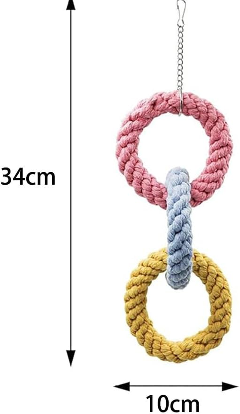 Sugar Glider Hanging Three-Ring Climbing Toys Bird Toy with Hooks Cage Hanging Pet Climbing Rope Hamster Swing Accessory (Multiple Colors, 34 * 10 * 10Cm) image number 4