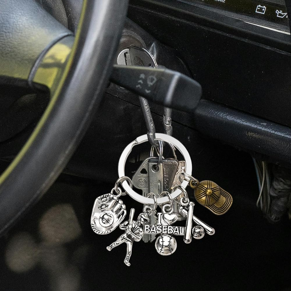 Baseball Birthday Gifts for Grandson Son Graduation Gifts for Boys Nephew Baseball Player Sports Team Gift Keychain for Men Trainer Coach Thank You Presents for Coach Softball Bag Charms for Backpack image number 4