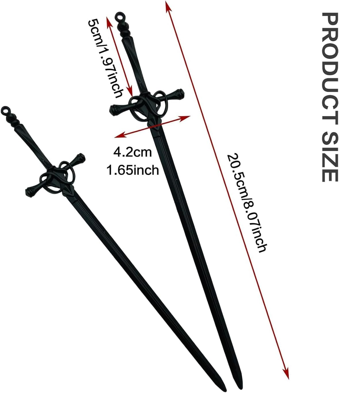 2 Pcs Metal Sword Hair Sticks Vintage Hair Chopsticks Simple and Elegant Hair Pins Sticks for Women and Girls Daily Wear image number 3