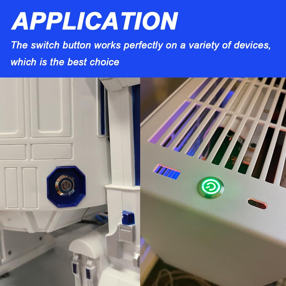 Xiatiaosann 16Mm Chassis Switch Host Metal Button Cable, PC Case LED Power Button ATX Supply On/Off Extension Cord for DIY Computer Switch, with 1 to 2 Splitters (Yellow) image number 2