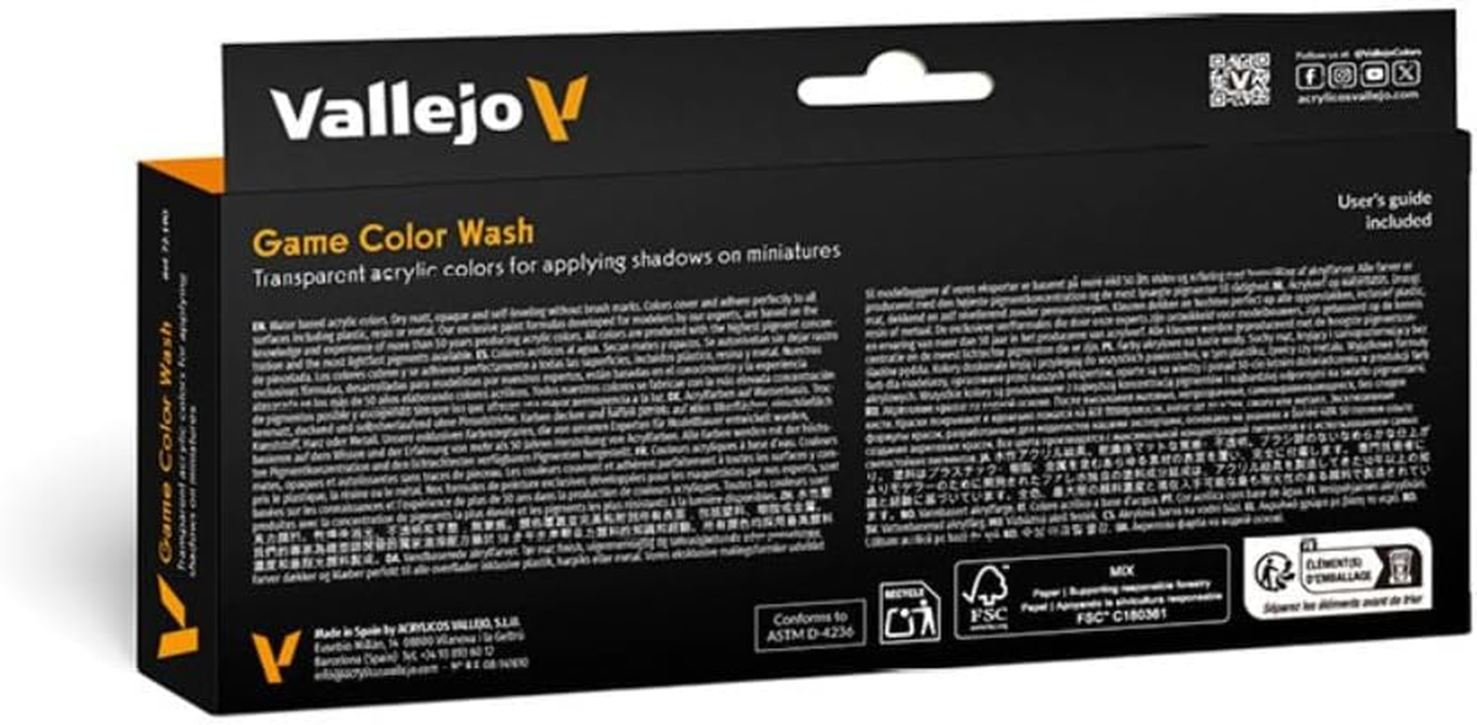 Vallejo Acrylicos S.L. Tabletop Supplies Game Colour Washes 8 Colour Set Modelling Kit,Blue image number 2