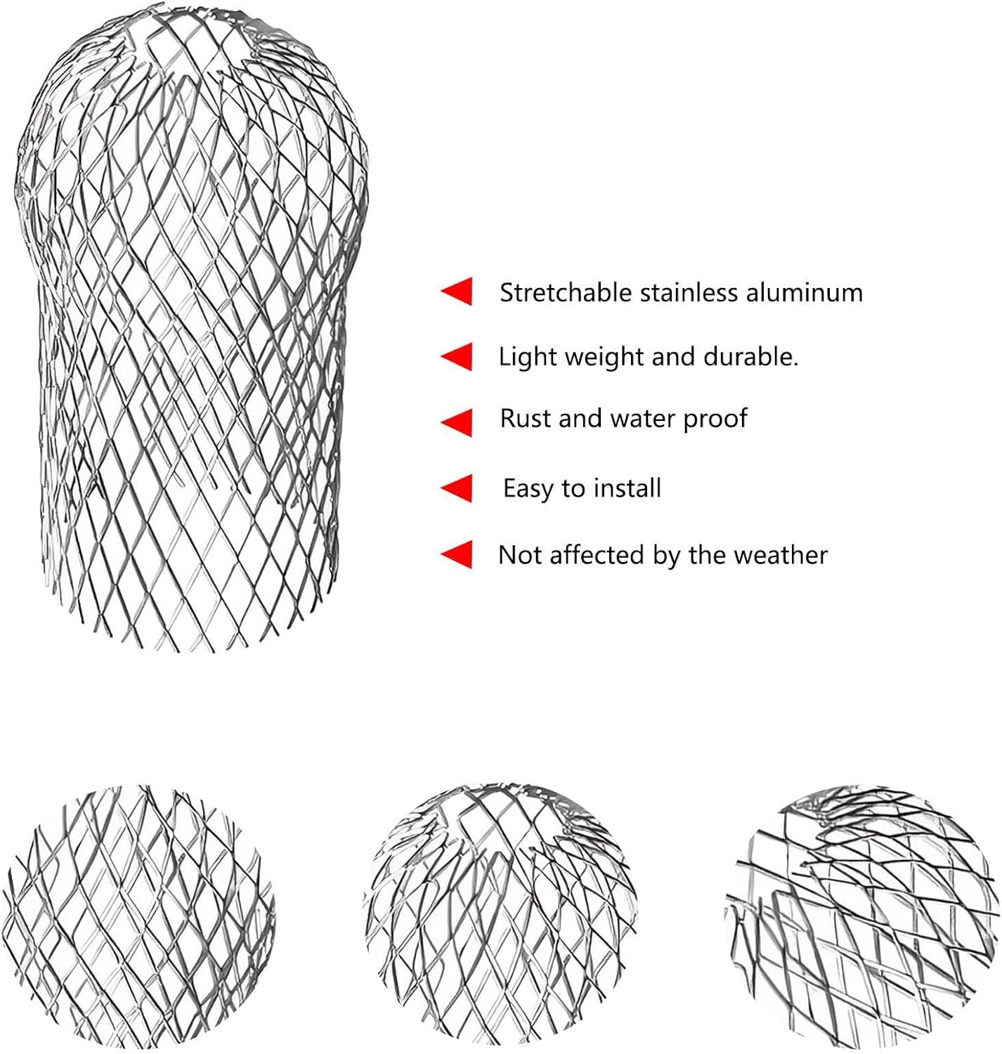 Accencyc 4 Pcs Gutter Downspout Guards 3.5 Inch Aluminum Leaf Filter Strainer Expandable Gutter Downspout Protector for Preventing Blockage Leaves Debris image number 3
