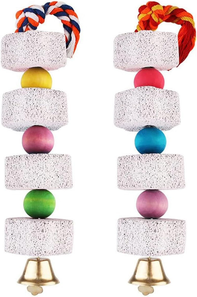 3Pcs Parrot Chewing Toy,Bird Beak Grinding Stone Toys with Bell,Parrot Beak Grinding Stone Bird Cage Accessories image number 3