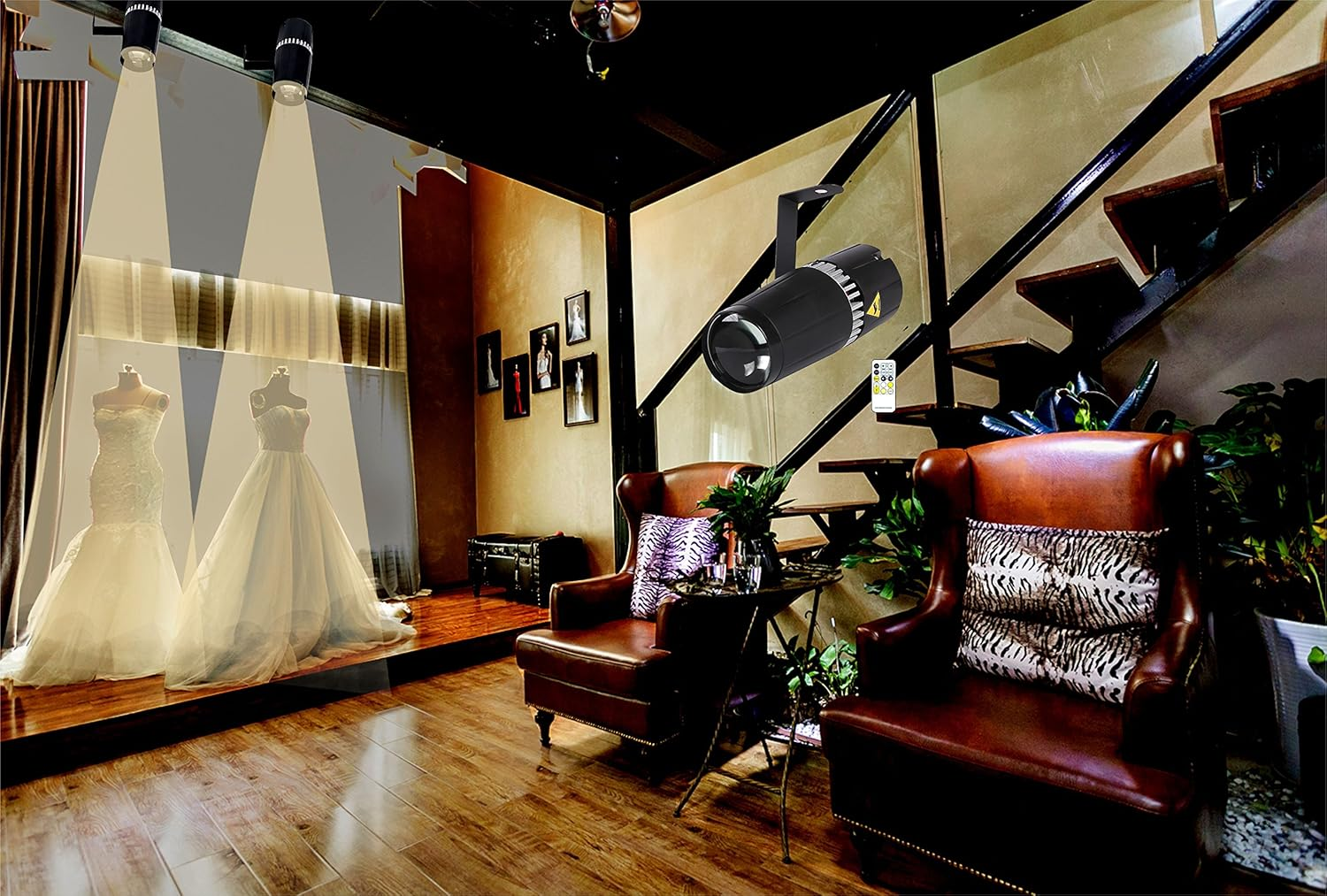 SENLAN 6W LED Pinspot Stage Light, Double White (Cool & Warm) Beam with RF Controller