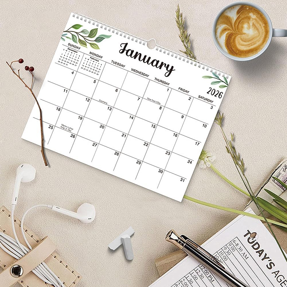 Geli Wall Calendar 2026-2027 with 8 Pieces Sticker, January 2026 - June 2027, 2026-2027 Monthly Calendar with Thick Paper, Twin-Wire Binding,Large Blocks, Hanging Hook, Holidays image number 6