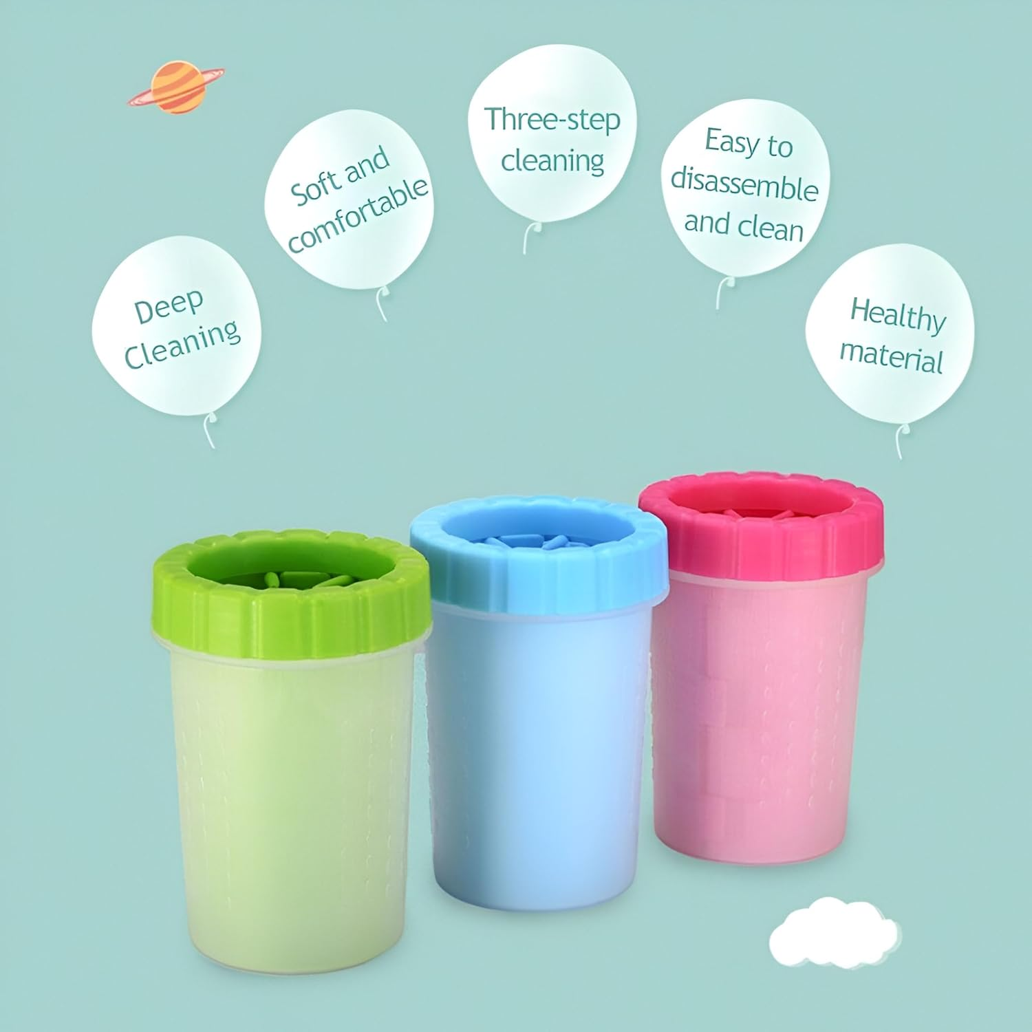 Ezonedeal Dog Paw Cleaner Cup - Portable Paw Cleaner for Dogs, Silicone Dog Foot Washer Brush 360 Degree Soft Claws Dog Paw Washer Cup Removable Washable - Dog Feet Cleaner (Blue)