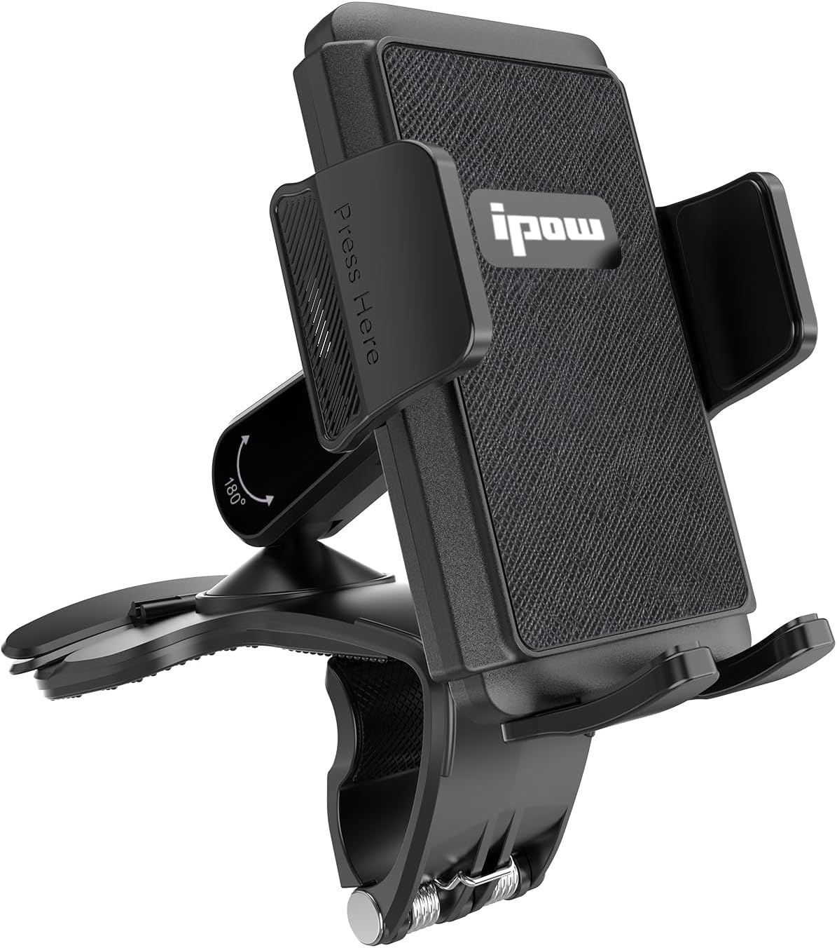 IPOW Car Dashboard Phone Clip Holder, 360 Degrees Rotation Dash Steering Wheel Phone Clamp Mount Compatible with Iphone 16 15 14 13 Pro Max and 4-7 Inch Smartphones (Black) image number 2