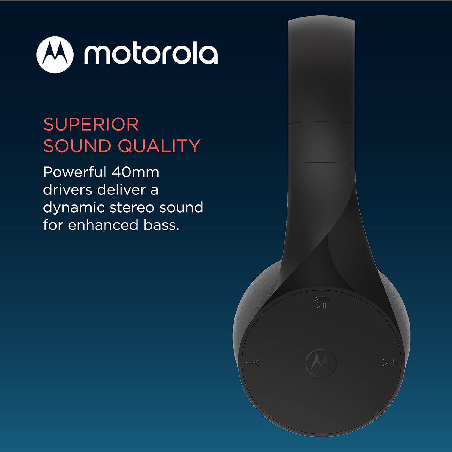 Onear Wireless Motorola Pulse Escape Wireless over Ear Headphones, Black, (PULSEESCAPEBLK) image number 5