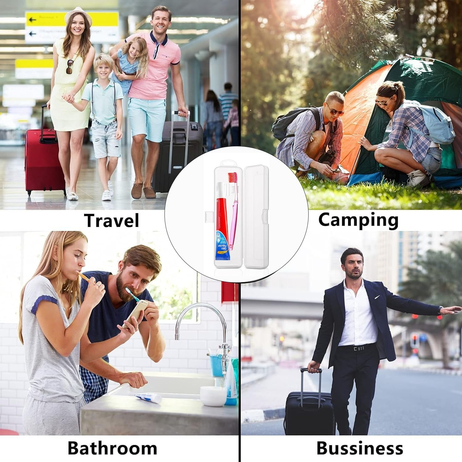 SAHENITEANA 4 Pack Portable Travel Toothbrush Case, Portable Clear Toothbrush and Toothpaste Storage Container Hard Plastic Transparent Toothbrush Carrying Box for Home,Travela, School image number 5