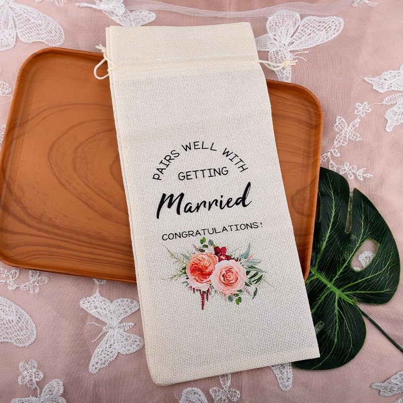 Wedding Gifts for Bride Groom Couple Newly Wed Gifts for Wife Husband Wedding Wine Gift Bag for Newlywed Gifts for Couples Fiancee Fiance Wedding Shower Gifts for Him Her Wedding Stuff Wine Bag - 3:30 Somewhere image number 5