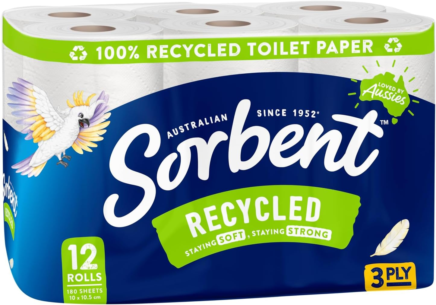 Sorbent 3PLY Recycled Toilet Paper Pack of 12