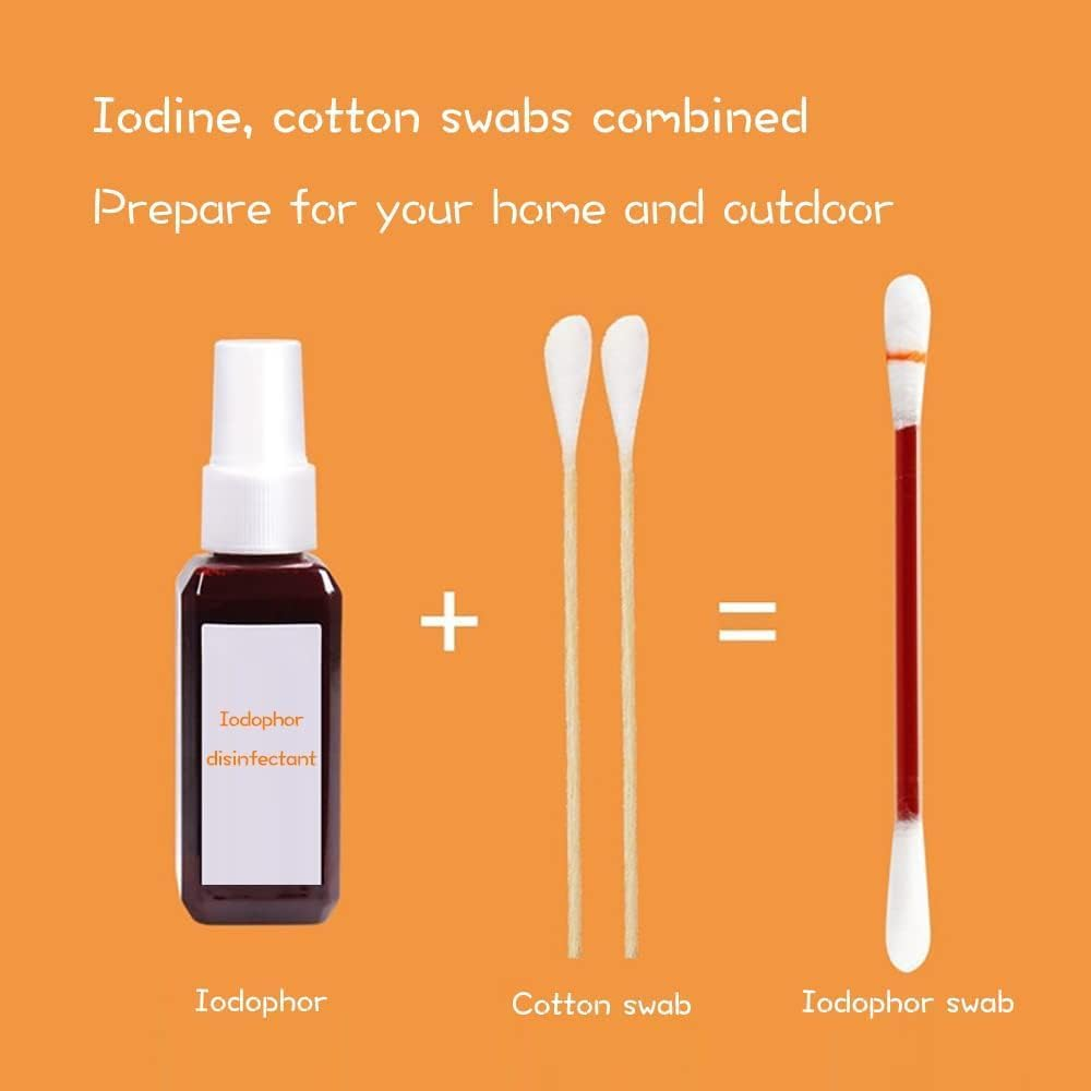 LLCFA 100 Count Individually Wrapped Iodophor Cotton Swabs &ndash; Gentle Iodine Disinfection for Wound Care, Nasal Cleaning & Skin Sanitization, Single-Use Portable Swabs for Travel, Outdoor & Home Use image number 5