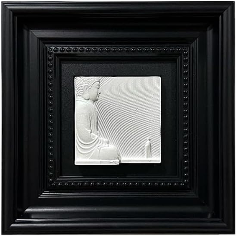 Mubeey Decorative 3D Plaster Wall Art Set, Black Frame, Buddha and Playing Card Design,8.66' &times; 8.66' (B, Framed) image number 6