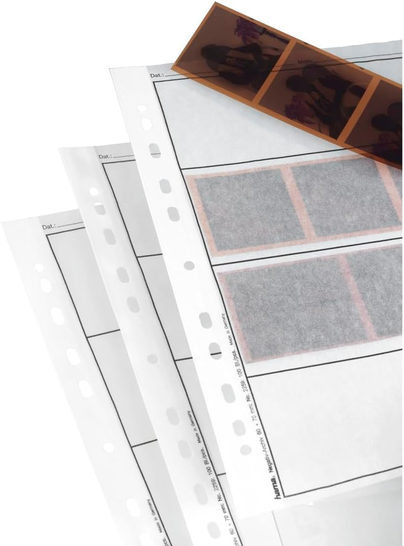 Hama Negative File Storage Sleeves | Each Holding 4 Strips of 6 X 7 Cm or 6 X 9Cm Frames | Pack of 100 | Glassine image number 4