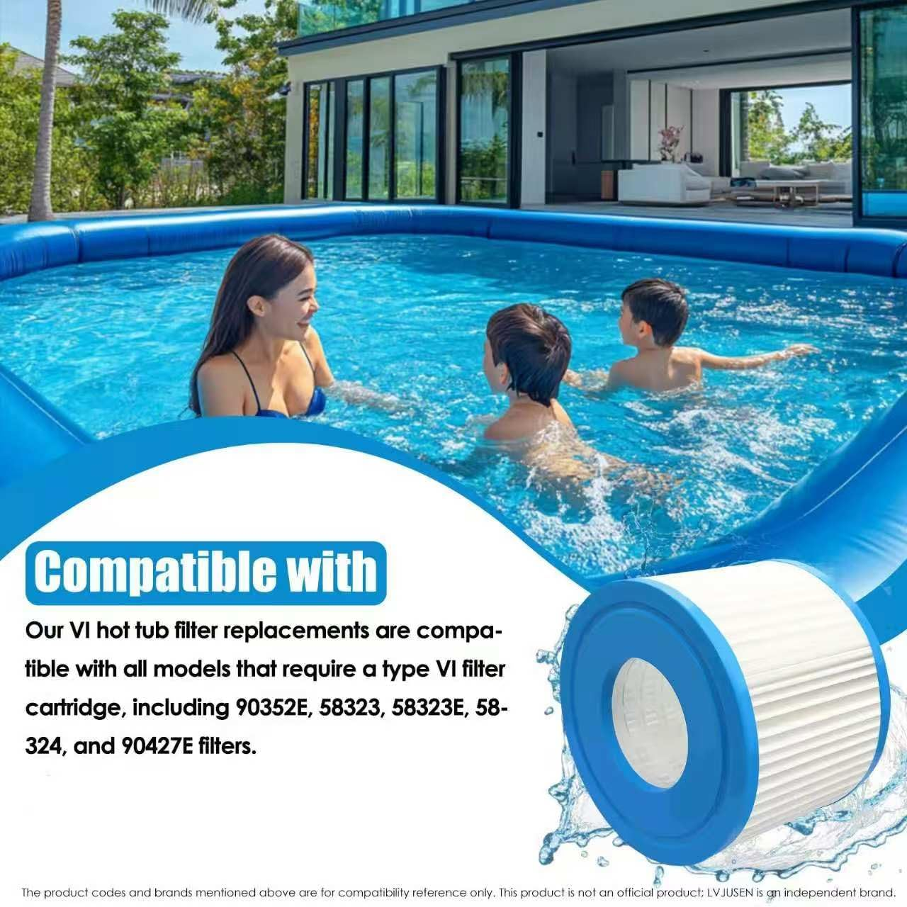 10 Pack Type VI Spa Filter Cartridges &ndash; Replacement Hot Tub Filters Compatible with Lay-Z-Spa, Coleman Saluspa, 90352E, 58323, 58324, 58323E, 90427E &ndash; Pool & Spa Pump Filter Cartridge