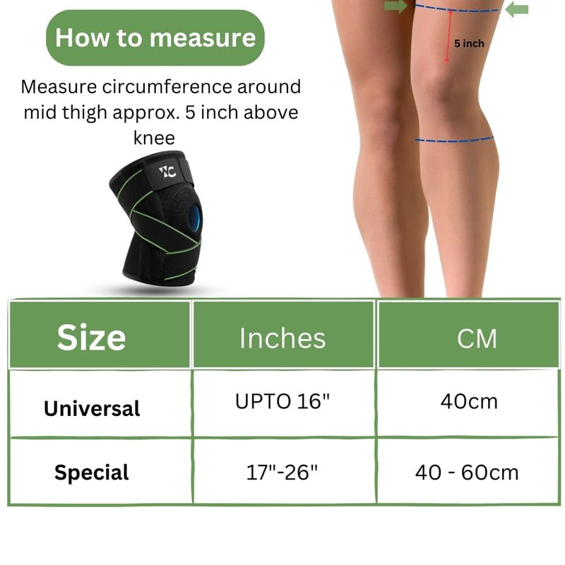 Wonder Care Knee Brace for Men/Women with Patella Gel Pads & Anti-Slip Silicone Strip Support Best Knee Brace for Pain, Knee Brace with Side Stabilizers, Adjustable Patella Compression Knee Support