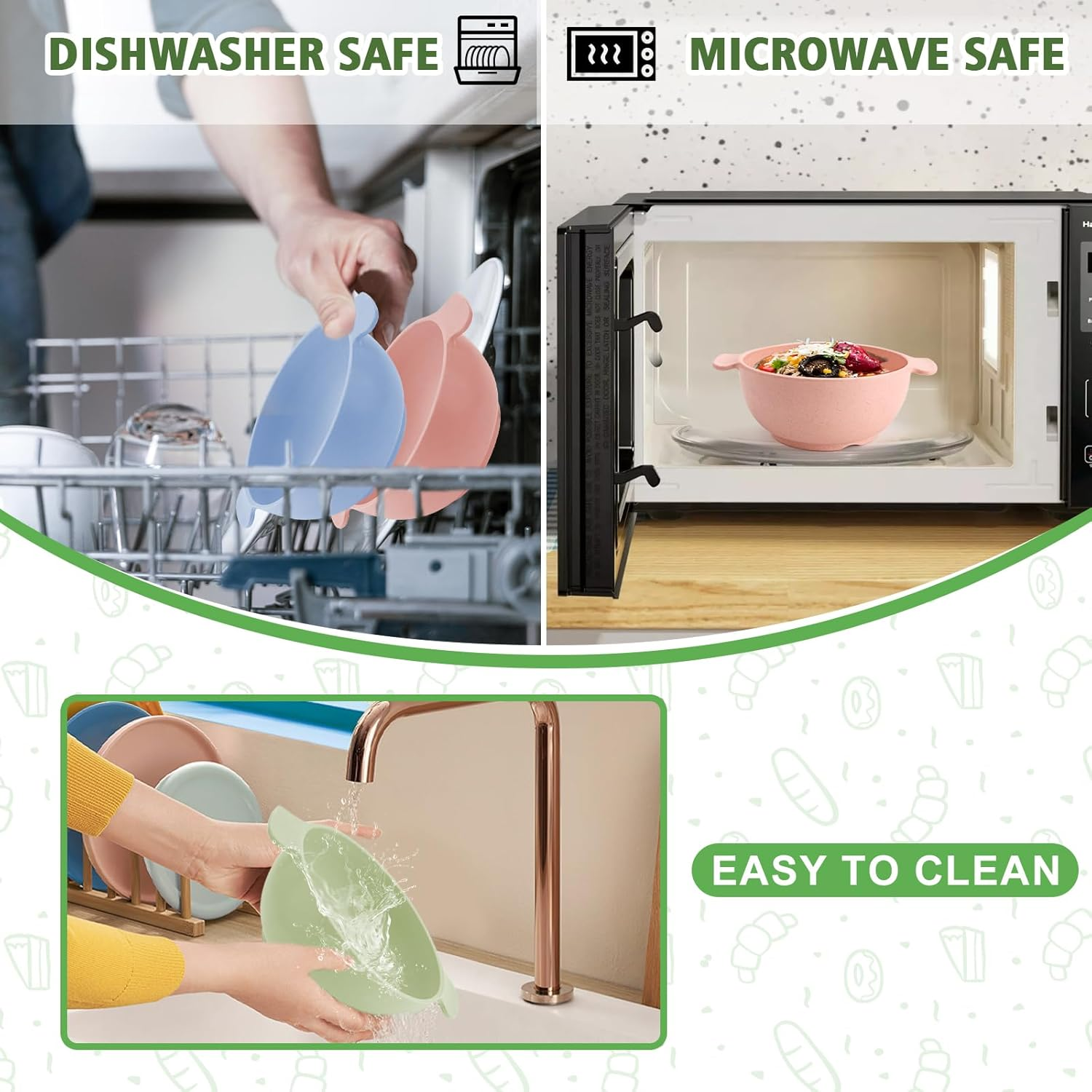 Shopwithgreen Wheat Straw Bowls Set Small Multicolor image number 1