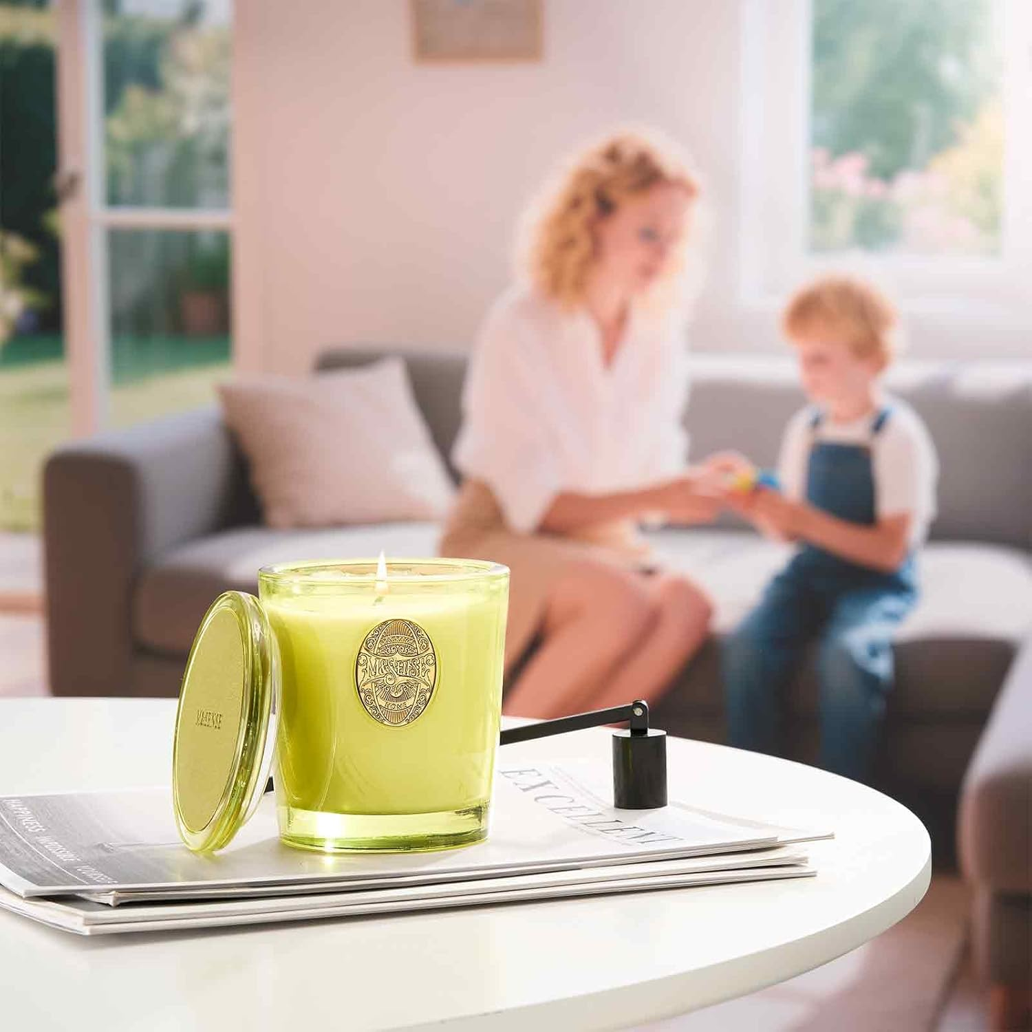 M&SENSE Natural Soy Wax, Seattle Rainforest Scented Aromatherapy Candle for Women and Men - 9.2 Oz, 50 Hours Burn Time, Orange |Luxury Home Scented and Home D&eacute;cor image number 2