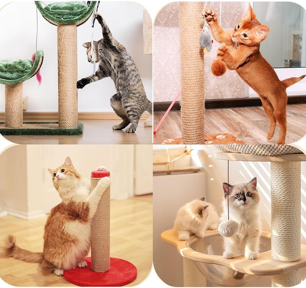 4 Pcs Natural Sisal Replacement Cat Scratching Post, Sisal Cat Climbing Frame, Cat Scratching Post Replacement with M8 Screws,For Kitten Tree Tower Cat Furniture Accessories image number 6