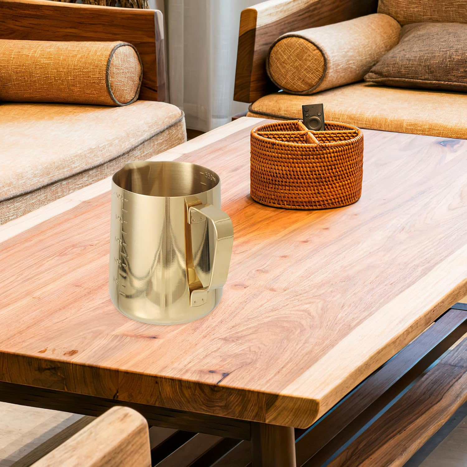 ZUNOXAZ Stainless Steel Milk Frothing Pitcher 600Ml Thickened Gold Metal Frother Jug with Scale for Espresso Machine Coffee Latte Art image number 4