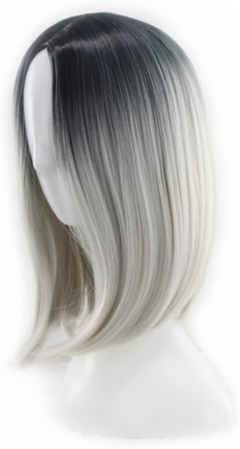 Baluue Pink Gradient Wig Womens Bob Wig Synthetic Hair Short Straight for Halloween Party