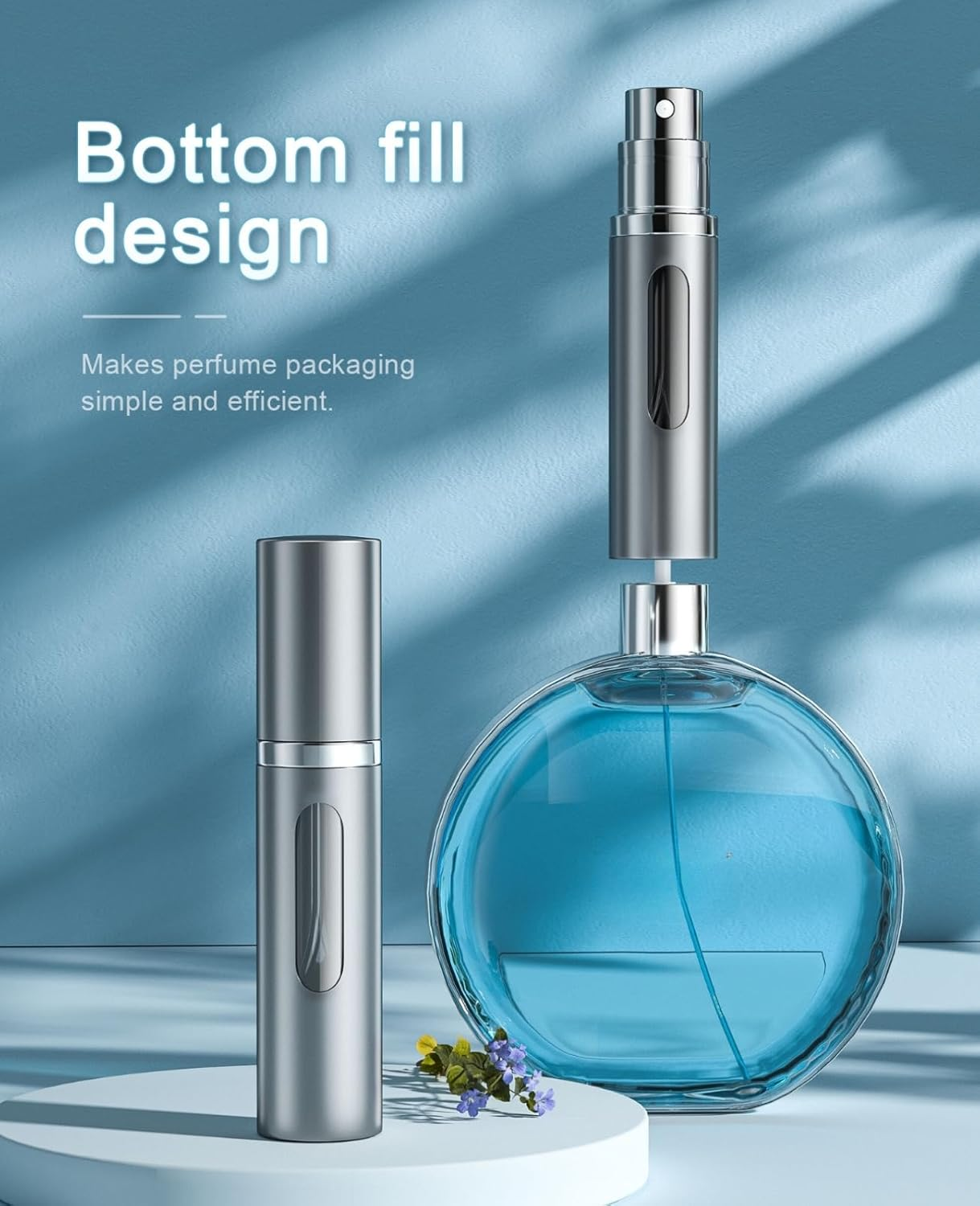 Asanana Refillable Perfume Atomizer Bottom Refill Charge Visualization Window Mini Luxury Stylish 5Ml Fragrance Bottle Lightweight Travel Office Aluminum Atomiser(Ap-2P) (Gold&Green) image number 3