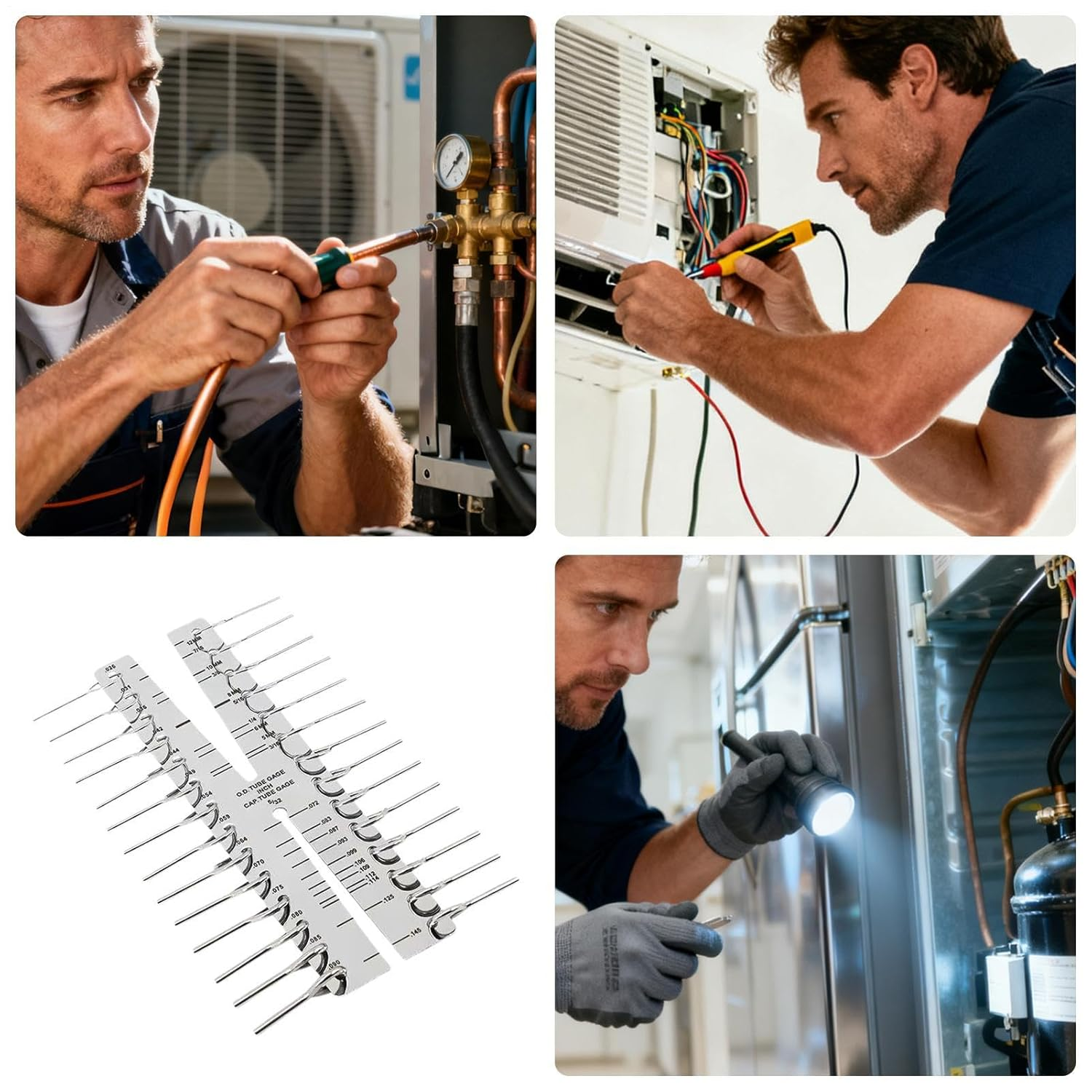 Capillary Tube Gauge,Metric Imperial Stainless Steel | Double Marked Cap Copper Tube Gauge,For Hydraulic Pneumatic Process Control Industrial Machinery Technician image number 4