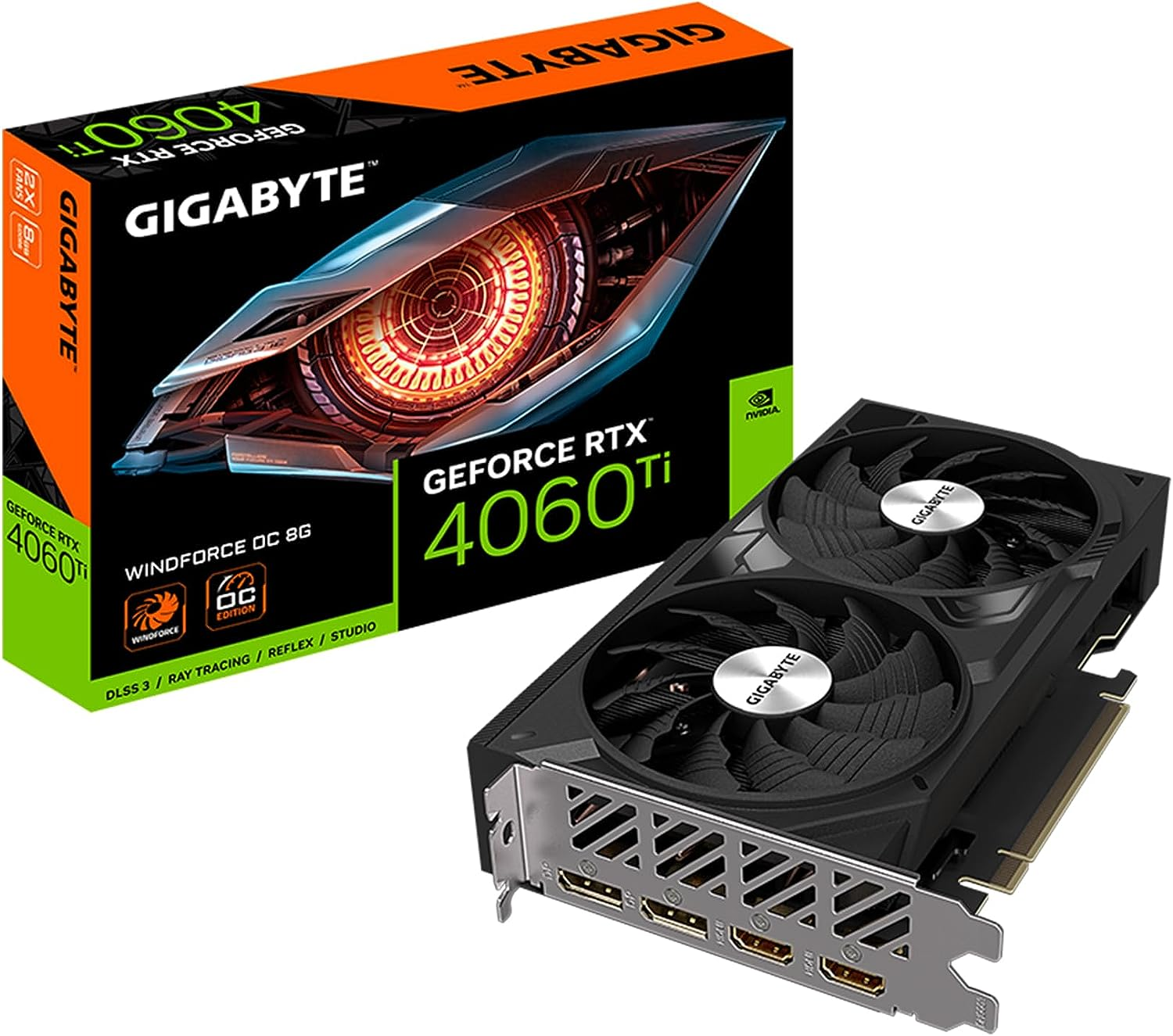GIGABYTE Geforce RTX 4060 Ti WINDFORCE OC 8G Graphics Card, 2X WINDFORCE Fans, 8GB 128-Bit GDDR6, GV-N406TWF2OC-8GD Video Card image number 2