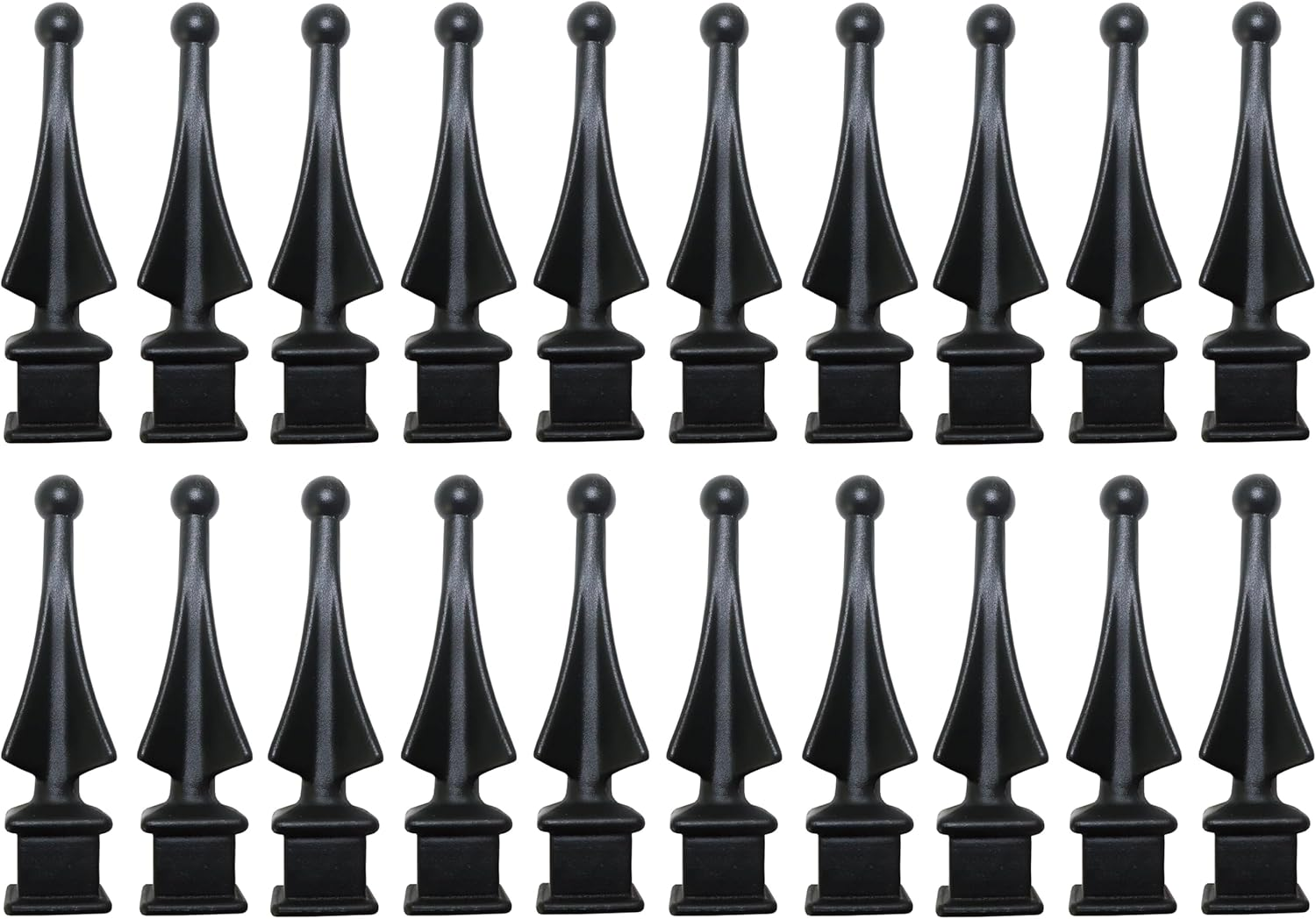 3/4" Black Plastic Four-Sided Spire Wing Tip Finial Fence Topper for Iron Picket Fence (50, 3/4") image number 3