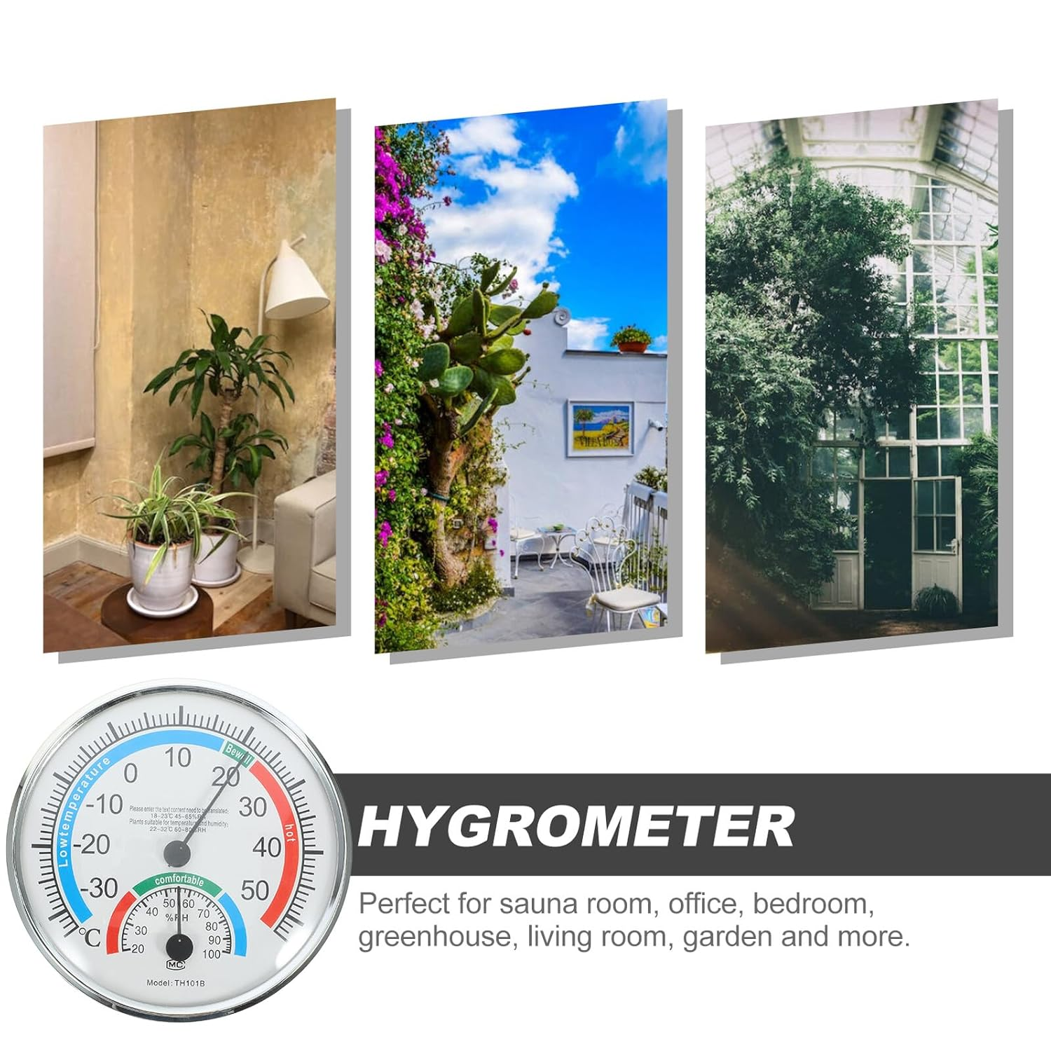 SEWACC Indoor Outdoor Thermometer Hygrometer Accurate Temperature Humidity Gauge for Garden Greenhouse Office Bedroom with Abs Material Dual Measurement image number 5