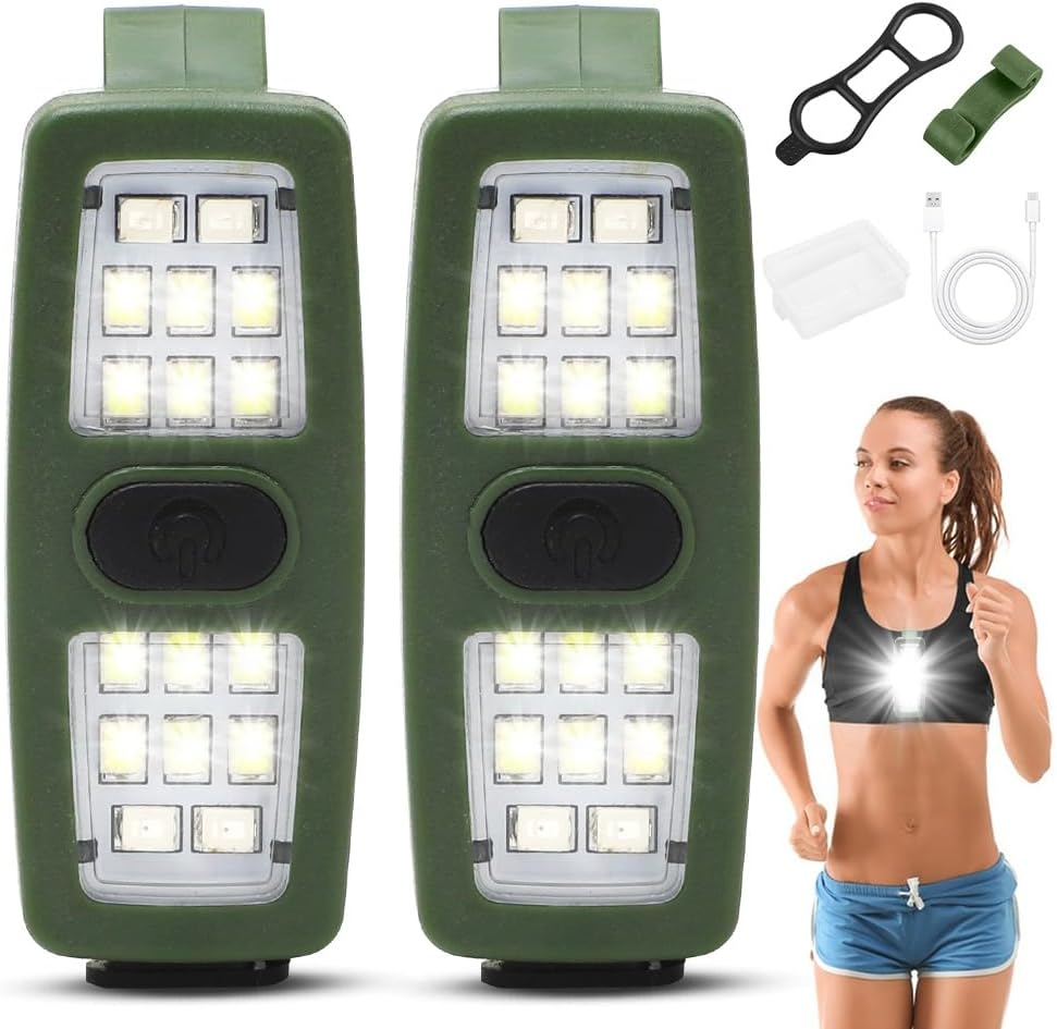 Yuragim LED Clip Lamp, Running Light, Small Headlamp, Pack of 2 USB Rechargeable Clip Lamp, Waterproof Running Light with 7 Light Modes for Camping, Hiking, Jogging, Climbing, Fishing, Backpack image number 3